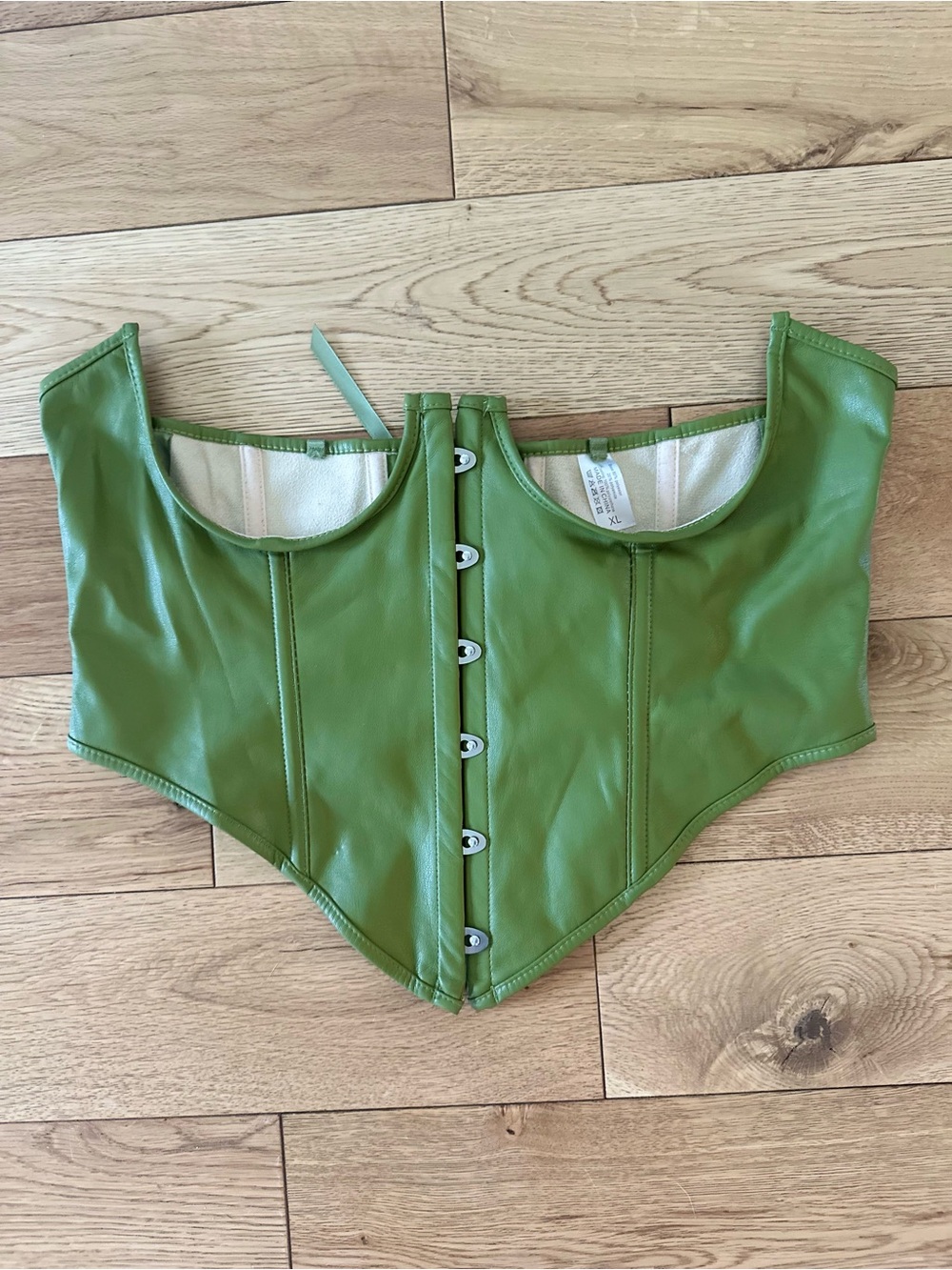 Green Faux Leather Corset Top